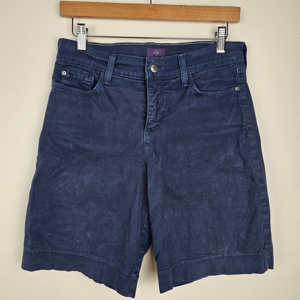 NYDJ Shorts Women 6 Blue Briella Denim Bermuda Stretch Casual